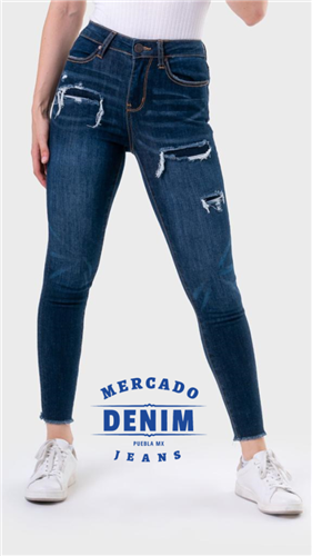Dark Blue High Rise Patched Jean / BL6204