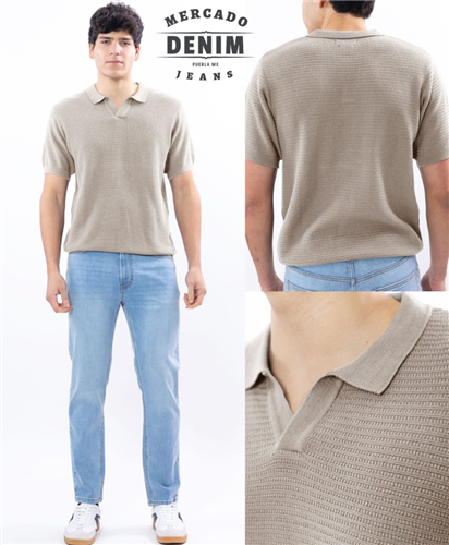 Serene Knit Polo - Sand / 19092