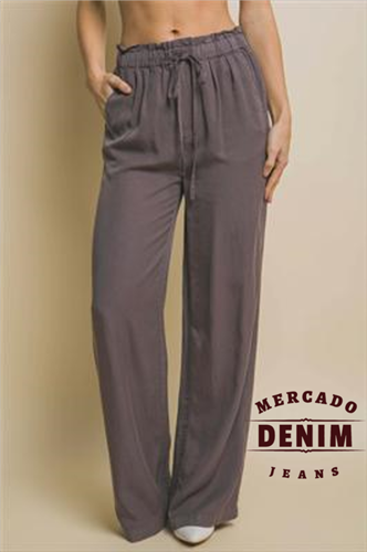 Charcoal Flowy Tencel Pants / 6915PH