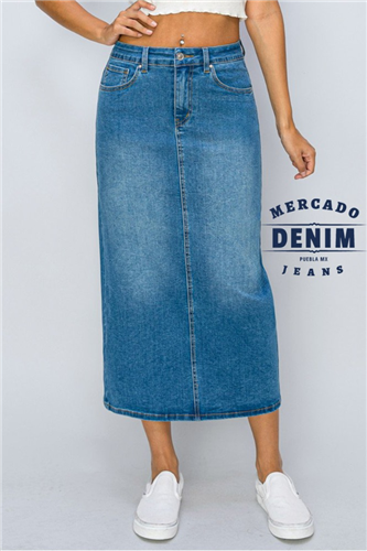 Falda larga básica tono medio