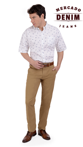 Pantalón chino stretch corte recto khaki / AG23