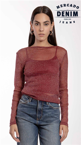 Glow Mesh Duo Top - Scarlet / BB0296