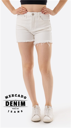 White Stretch Mom Short / BL6368