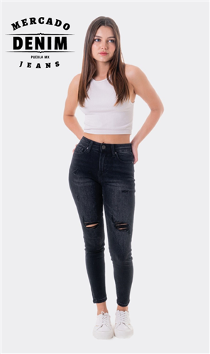 Black Ripped Eco Jean / BL6465R