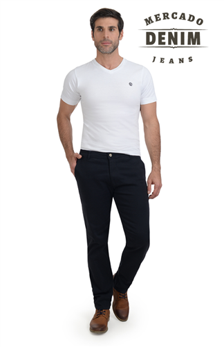 Pantalón chino stretch corte recto negro / AG23