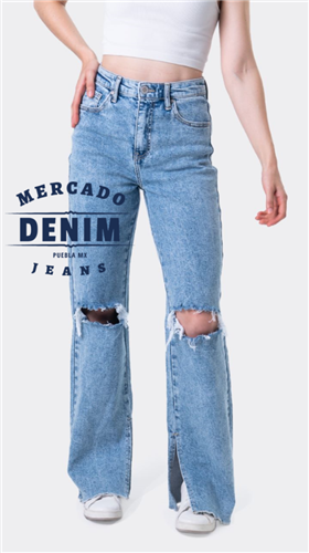 Light Blue Wide Leg Split Hem / BL6391