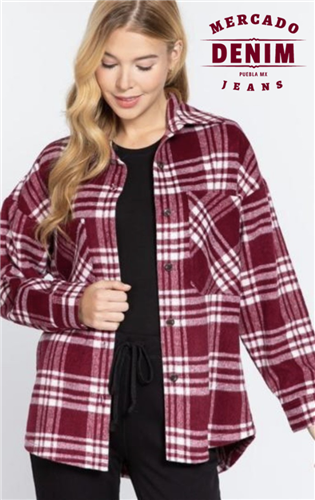 Sobrecamisa a cuadros color burgundy / 13263