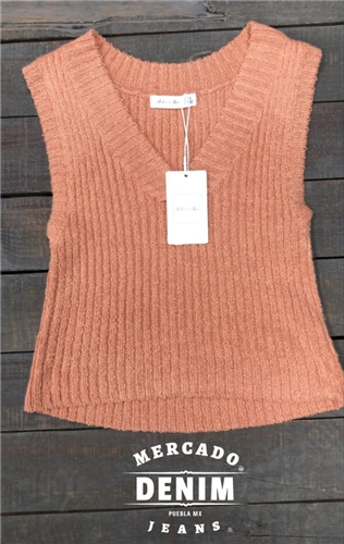 Chaleco tejido color toffee / AC13899