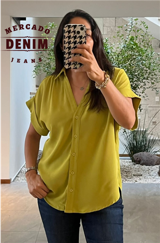 Blusa manga corta color pistacho  / 35512TE
