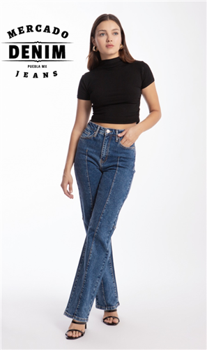 High - Rise Wide Leg Blue Stretch Denim / BL6545